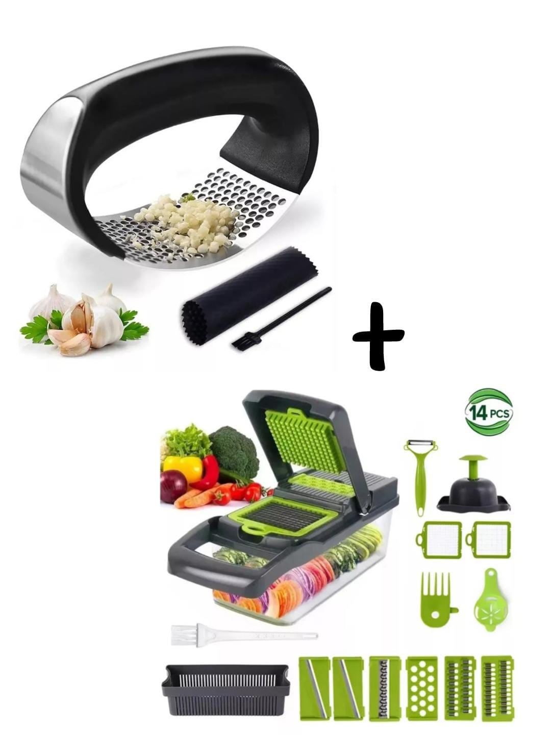 Combo Trituradora De Ajos + Picador14PCS